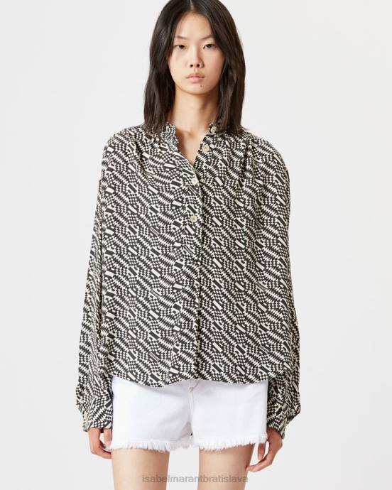Isabel Marant ženy berangere monogram top V6XH498 oblečenie ecru/čierna