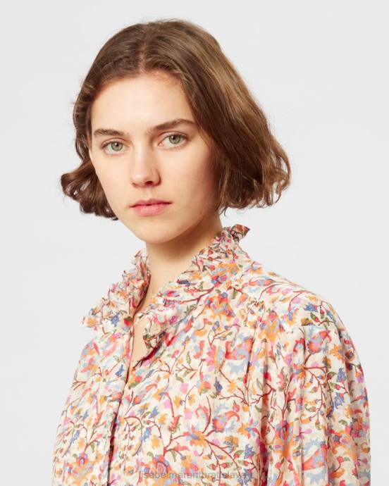 Isabel Marant ženy hazardný bavlnený top V6XH497 oblečenie ecru/oranžová