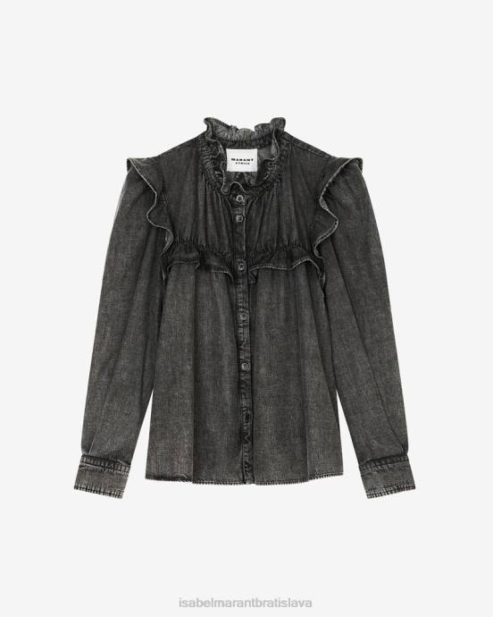 Isabel Marant ženy idey džínsová košeľa V6XH487 oblečenie tmavošedý