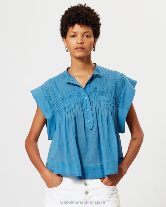 Isabel Marant ženy top z bavlneného voálu leaza V6XH504 oblečenie azúrový