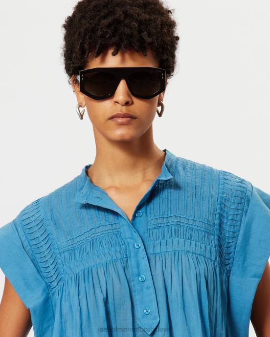 Isabel Marant ženy top z bavlneného voálu leaza V6XH504 oblečenie azúrový