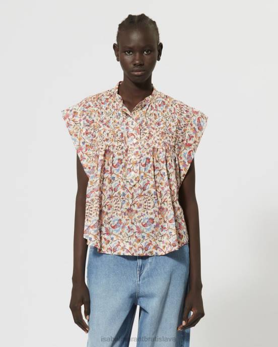 Isabel Marant ženy top z bavlneného voálu leaza V6XH506 oblečenie ecru/oranžová