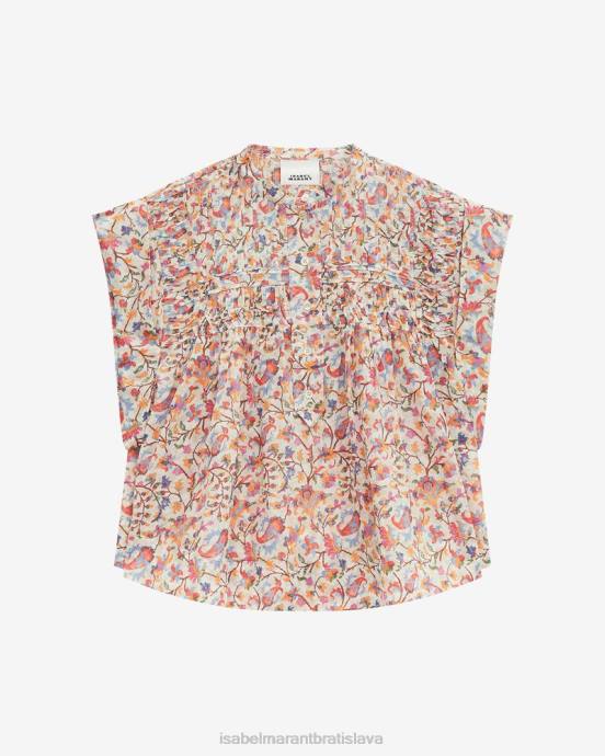 Isabel Marant ženy top z bavlneného voálu leaza V6XH506 oblečenie ecru/oranžová