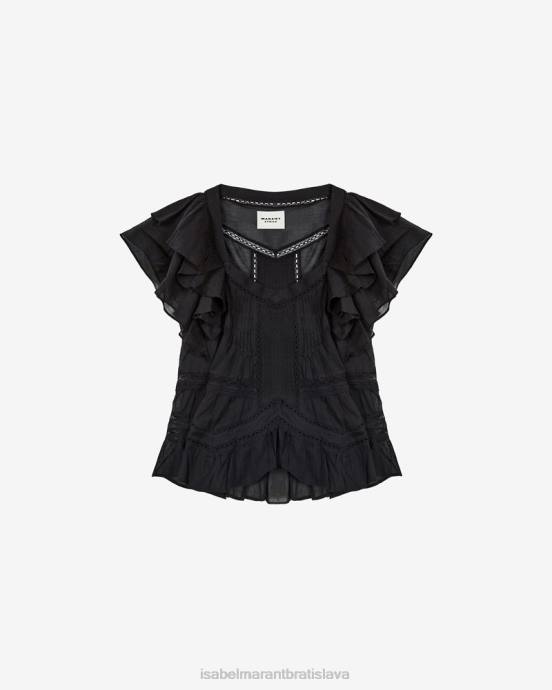 Isabel Marant ženy top z bavlneného voálu madrana V6XH508 oblečenie čierna