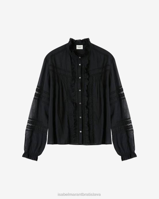 Isabel Marant ženy top z bavlneného voálu metina V6XH479 oblečenie čierna