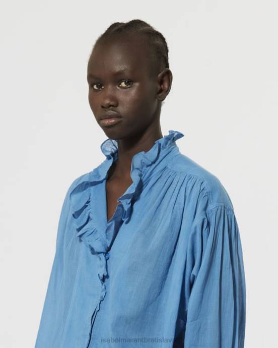 Isabel Marant ženy top z bavlneného voálu pamias V6XH465 oblečenie azúrový