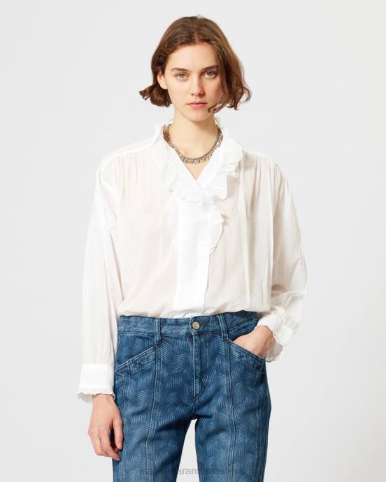 Isabel Marant ženy top z bavlneného voálu pamias V6XH467 oblečenie biely