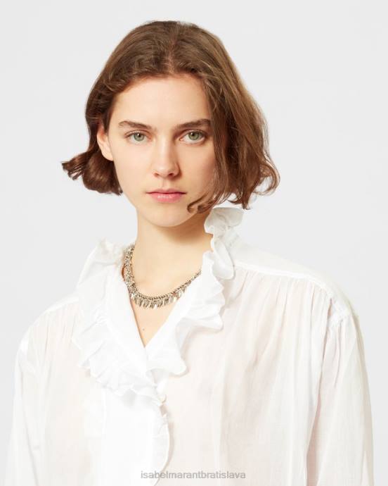 Isabel Marant ženy top z bavlneného voálu pamias V6XH467 oblečenie biely