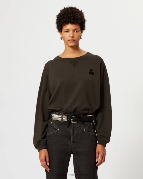 Isabel Marant ženy krátka mikina s logom margo V6XH401 oblečenie vyblednutá čierna
