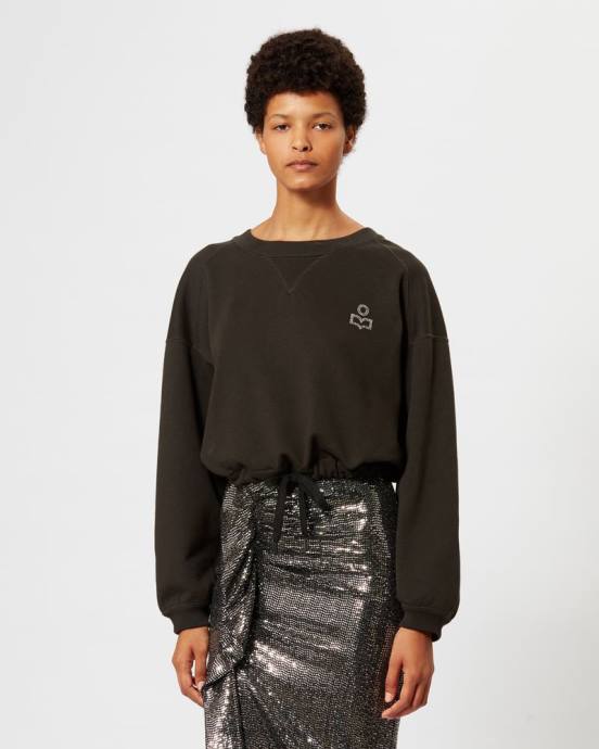 Isabel Marant ženy krátka mikina s logom margo V6XH402 oblečenie vyblednutá čierna
