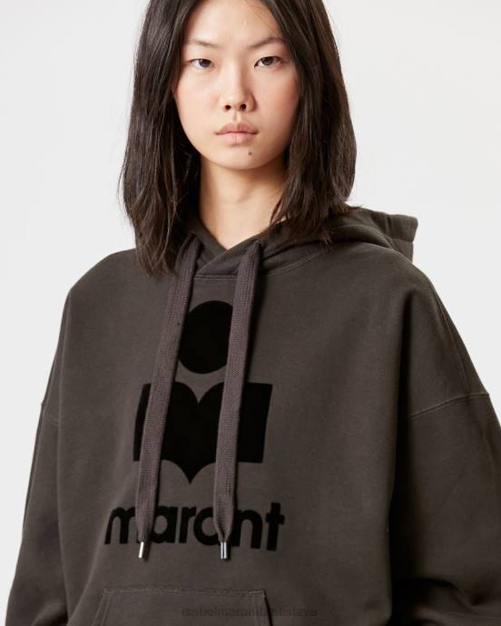 Isabel Marant ženy mansel oversized mikina s logom V6XH389 oblečenie vyblednutá čierna