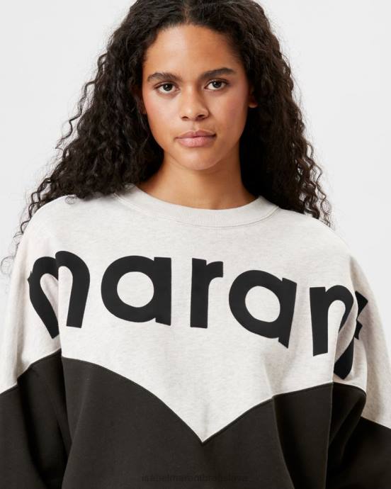 Isabel Marant ženy mikina s dvojfarebným logom houston V6XH381 oblečenie vyblednutá čierna