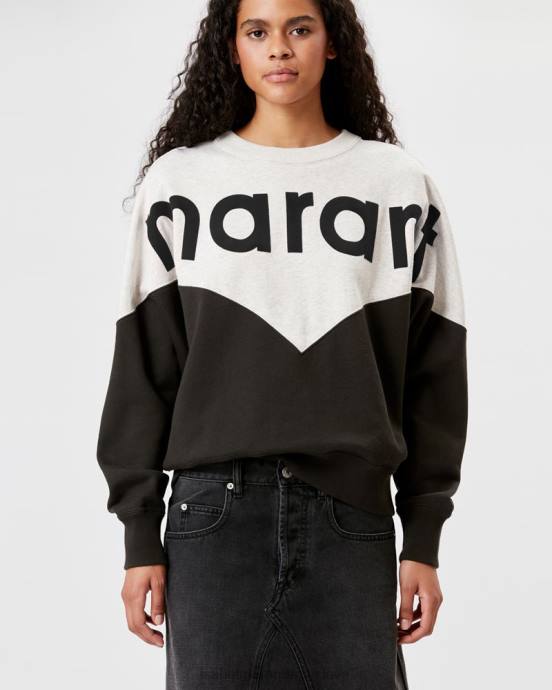 Isabel Marant ženy mikina s dvojfarebným logom houston V6XH381 oblečenie vyblednutá čierna