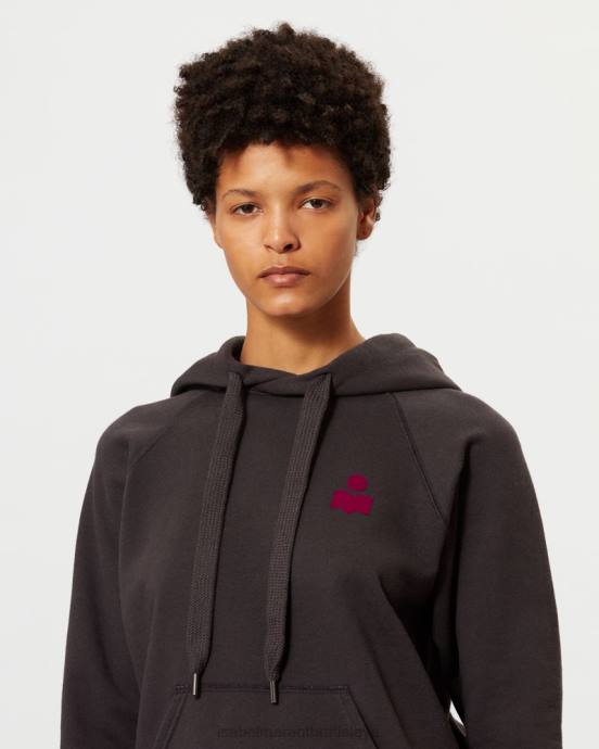 Isabel Marant ženy mikina s kapucňou s logom malibu V6XH410 oblečenie vyblednutá noc/fuchsiová