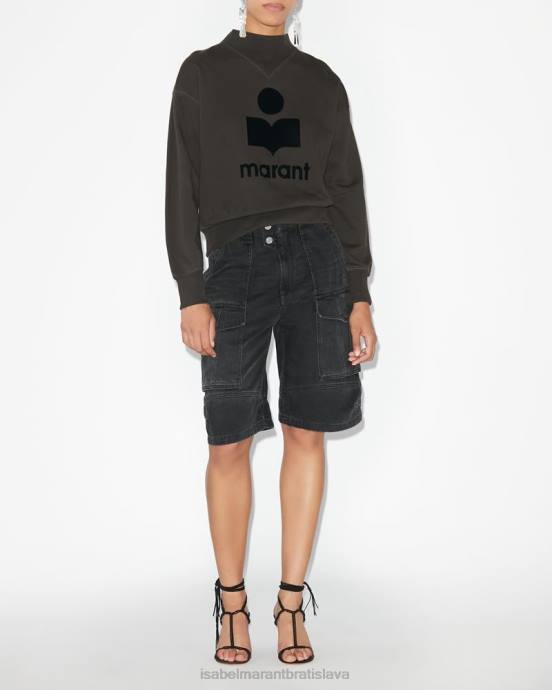 Isabel Marant ženy mikina s logom moby V6XH368 oblečenie vyblednutá čierna