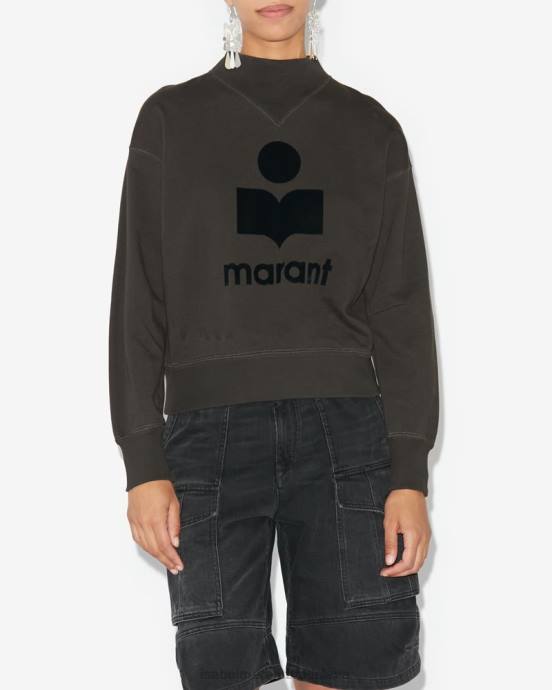 Isabel Marant ženy mikina s logom moby V6XH368 oblečenie vyblednutá čierna