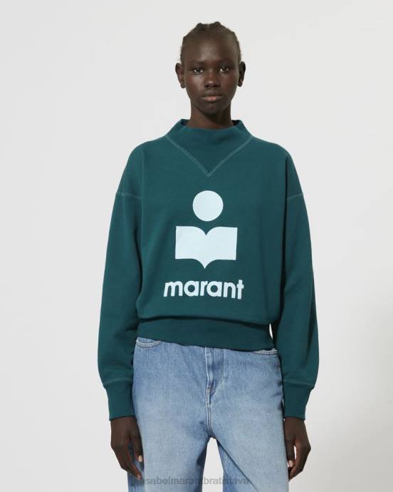 Isabel Marant ženy mikina s logom moby V6XH371 oblečenie modrozelená/ľadová modrá