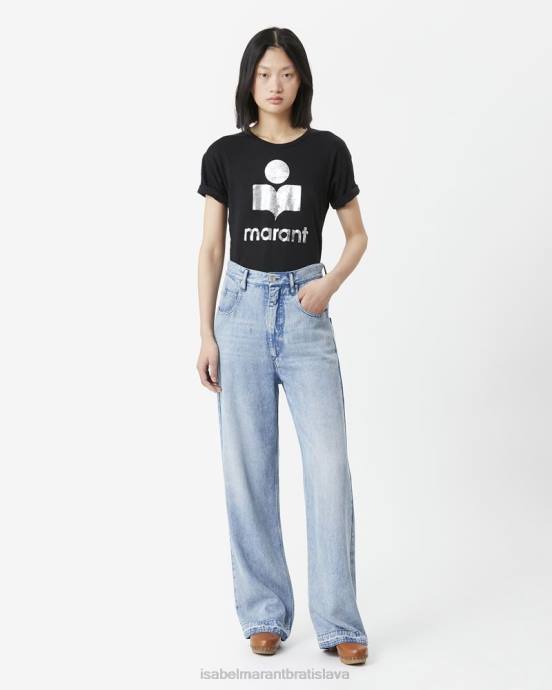 Isabel Marant ženy ľanové tričko s logom koldi V6XH430 oblečenie čierna