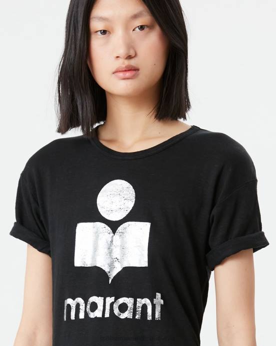 Isabel Marant ženy ľanové tričko s logom koldi V6XH430 oblečenie čierna