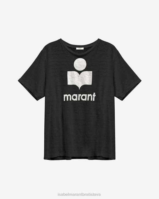Isabel Marant ženy ľanové tričko s logom koldi V6XH430 oblečenie čierna