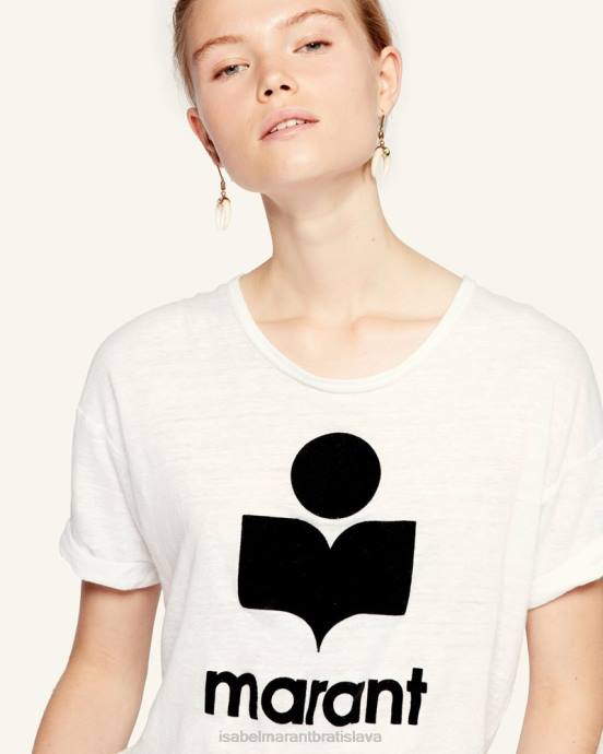 Isabel Marant ženy ľanové tričko s logom koldi V6XH431 oblečenie biely