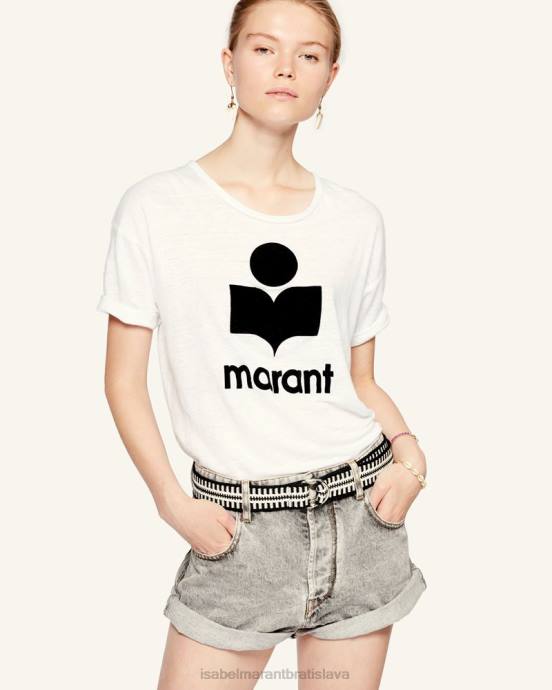 Isabel Marant ženy ľanové tričko s logom koldi V6XH431 oblečenie biely