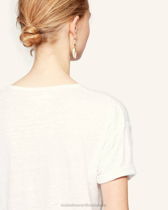 Isabel Marant ženy ľanové tričko s logom koldi V6XH431 oblečenie biely