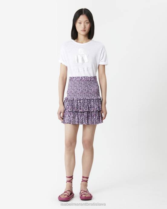 Isabel Marant ženy ľanové tričko s logom koldi V6XH432 oblečenie biely