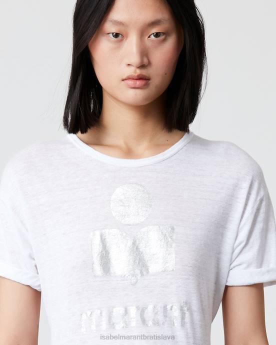 Isabel Marant ženy ľanové tričko s logom koldi V6XH432 oblečenie biely