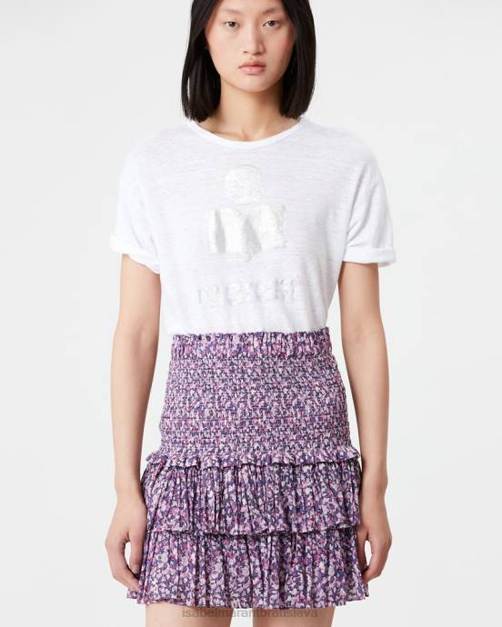Isabel Marant ženy ľanové tričko s logom koldi V6XH432 oblečenie biely