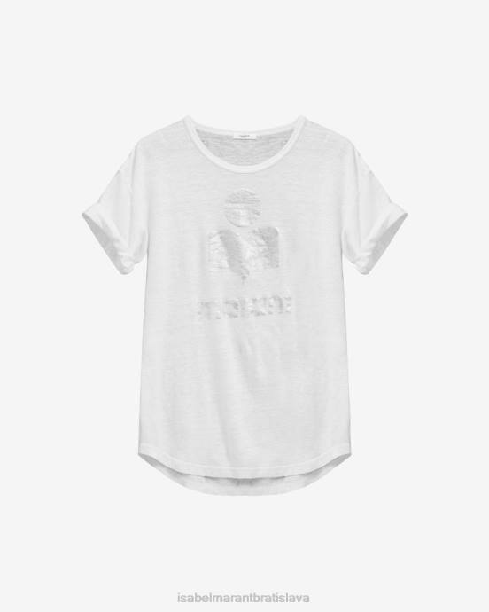 Isabel Marant ženy ľanové tričko s logom koldi V6XH432 oblečenie biely