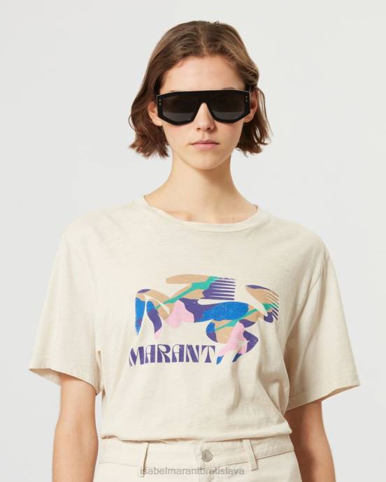 Isabel Marant ženy tričko s logom zewel V6XH447 oblečenie ecru/modrá