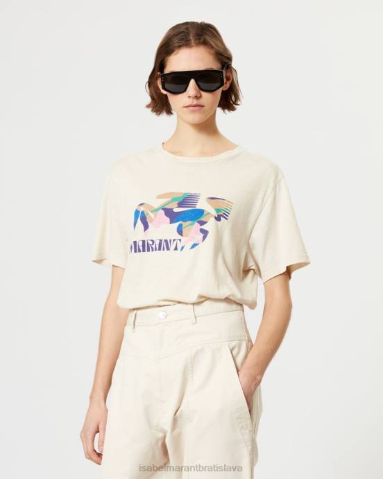 Isabel Marant ženy tričko s logom zewel V6XH447 oblečenie ecru/modrá